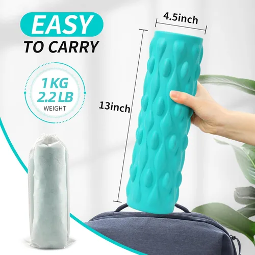 Miniatura 2 de Rodillo de espuma vibratoria de alta densidad azul con 4 velocidades personalizables para masaje de tejido profundo, recuperación muscular y alivio