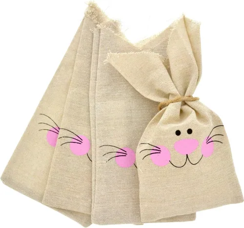 Bolsas de regalo de Pascua con cordón de arpillera | 24 piezas de 4 x 6 pulgadas | Sostiene dulces dulces, galletas, chocolate, juguetes pequeños,