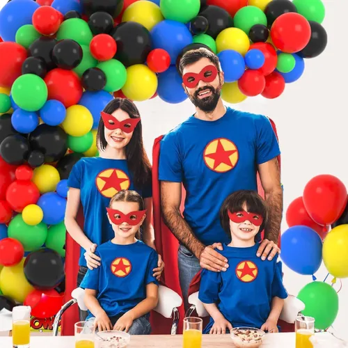 Miniatura 7 de Kit de arco de globos rojo, amarillo, verde, azul, negro, globo rojo, azul, amarillo, negro, globos para niños y niñas, robot, carnaval, circo, Rojo
