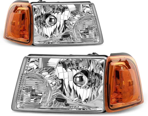 Miniatura 12 de Conjunto de repuesto de faros delanteros para Ford Explorer. Reflectores ámbar, carcasa cromada