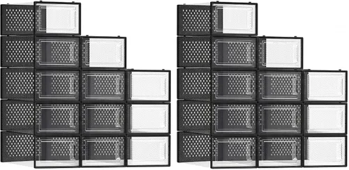 Miniatura 10 de SONGMICS Cajas de zapatos, paquete de 12 organizadores de almacenamiento de zapatos, cajas apilables de plástico transparente para armario, tenis