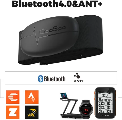 Miniatura 4 de COOSPO Banda de monitorización de frecuencia cardíaca para el pecho, sensor de frecuencia cardíaca Bluetooth ANT+ con batería de 400H, HRM