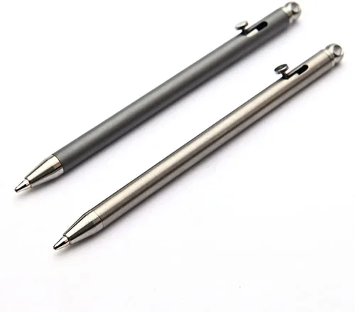 Miniatura 9 de Mini Titanium Creative Signature Pen Bolt Action Pen Cool Llavero Accesorios Gadgets útiles Herramienta al aire libre (gris)
