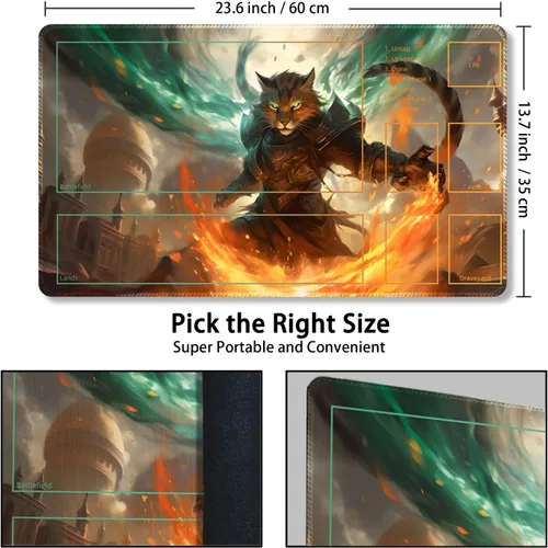 Miniatura 2 de Tapete de juego para MTG con bolsas de almacenamiento gratis, tapete de juego de 24 x 14 pulgadas TCG y alfombrillas de juego de mesa para cartas