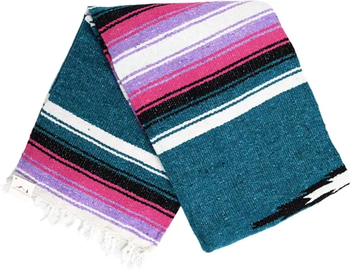 Miniatura 13 de Open Road Goods Manta de diamantes mexicanos – Manta de yoga pesada XL – Hecho a mano en México – Manta gruesa estilo serape bohemio estilo Saltillo