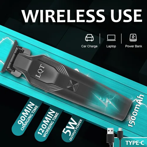 Miniatura 2 de Recortadora de barba para hombre, todo en uno, con esfera de precisión, peluquería facial de alta calidad, base de recarga USB, inalámbrica