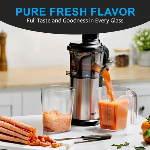 Miniatura 2 de Exprimidor de prensa en frío; máquina exprimidora lenta para verduras y frutas; potente exprimidor lento de 200 W, alta tasa de extracción, fácil