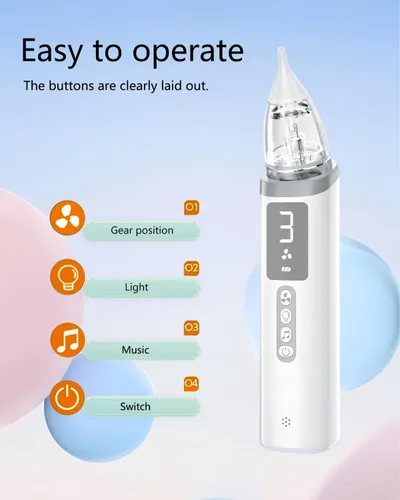 Miniatura 6 de Aspirador nasal para bebé, aspirador nasal eléctrico para bebé, para aliviar la congestión nasal, limpiador de nariz con 3 puntas de silicona, nivel