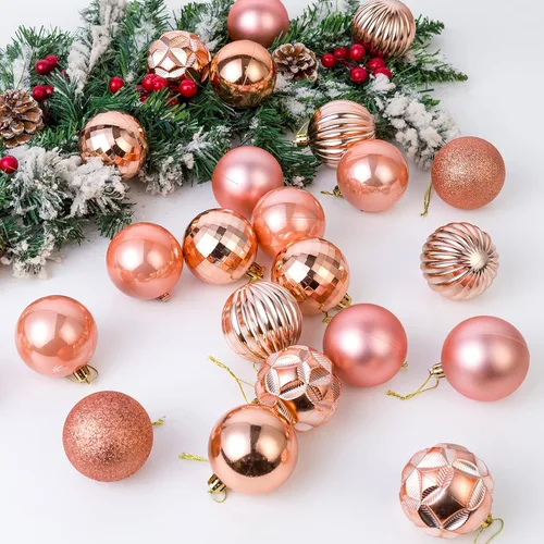 Miniatura 117 de AMS Esferas de Navidad de 2.36 pulgadas/60mm, 34 unidades, adornos grandes, decoraciones para fiestas, inastillables, colgantes festivos para Negro