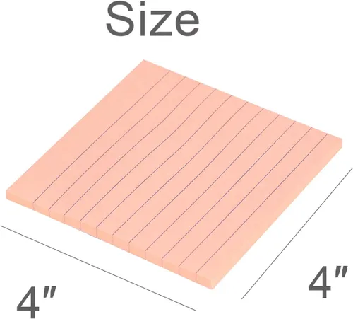 Miniatura 2 de Vanpad Notas adhesivas forradas de 4 x 4 pulgadas, almohadillas autoadhesivas a rayas de color rosa brillante, fáciles de publicar para el hogar
