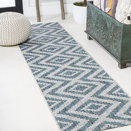 JONATHAN Y SMB116A-28 Sintra Diamond Tribal - Alfombra de pasillo para interiores y exteriores, estilo bohemio, costero, fácil limpieza, dormitorio,