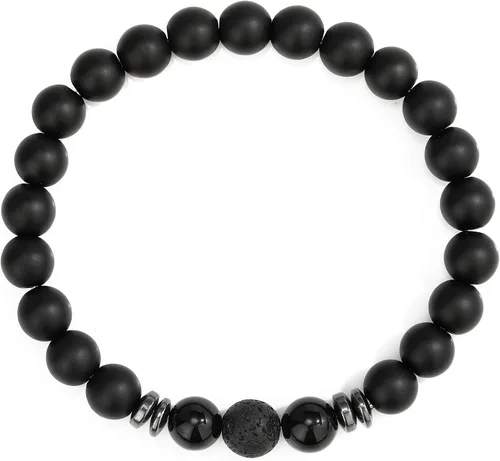 Miniatura 9 de MengPa - Pulseras de cuentas con cuentas de piedra volcánica mate y roca de lava, elástica, para hombre y mujer