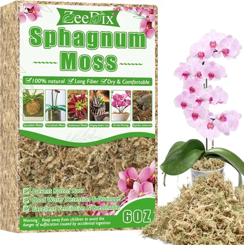Miniatura 9 de ZeeDix 1.5 kg de musgo premium de turba sphagnum a granel, fibra larga seca para orquídeas, musgo de turba sphagnum para plantas