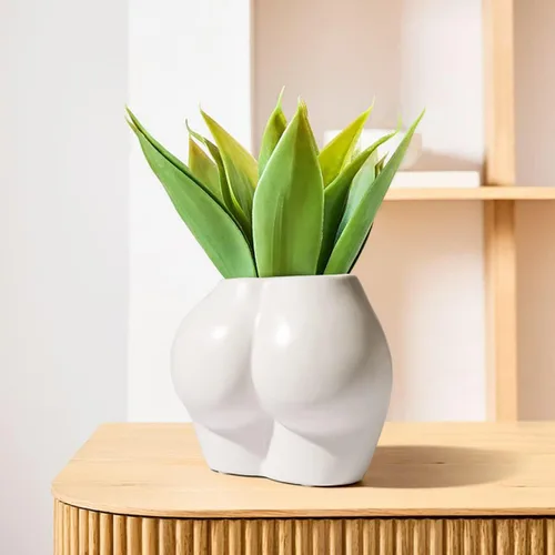Miniatura 3 de Bonita maceta con forma de cuerpo, divertidas macetas de resina para interiores con orificio de drenaje para plantas de interior, suculentas, planta