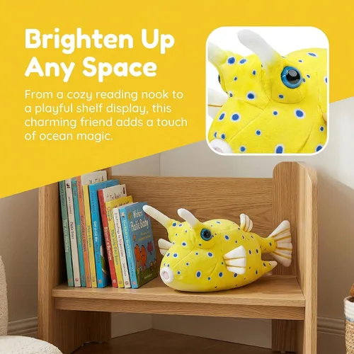 Miniatura 2 de Juguete de peluche Spiny Boxfish – Juguetes de peluche de pez boj espinoso realista, modelo de criaturas marinas súper suaves, colección de regalo