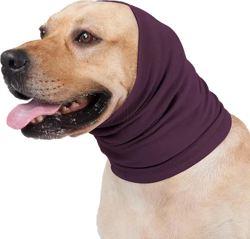 Miniatura 13 de Envolturas para las orejas sin sacudidas para perros, suave con capucha calmante para perros, orejeras para ansiedad, aseo, baño, natación, Negro