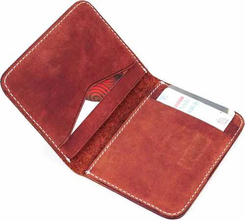 Miniatura 3 de DUEBEL Billetera delgada de cuero genuino de grano completo con bolsillo frontal minimalista delgada tarjetero
