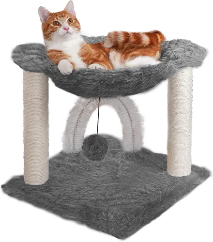 Miniatura 14 de Ascentials - Grand Suite Cat Scratcher Playground - Estructura de juego de torre alta para gatos, áreas de rascado de sisal, fieltro gris, chapa