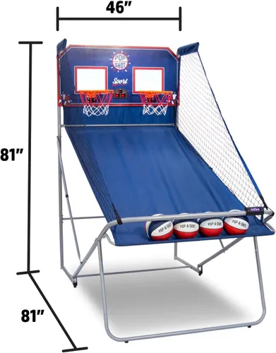 Miniatura 2 de Pop-A-Shot - Dual Shot Sport Juego de baloncesto arcade para el hogar Aro con marcador digital, 10 modos de juego, 4 pelotas Plegable para un