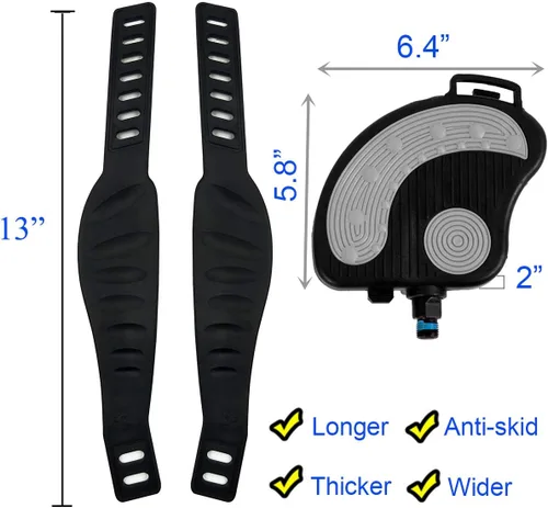 Miniatura 6 de Beyoung Pedales de bicicleta estática con correas, pedales de bicicleta reclinada estacionaria de 9/16 pulgadas para bicicleta de ejercicio