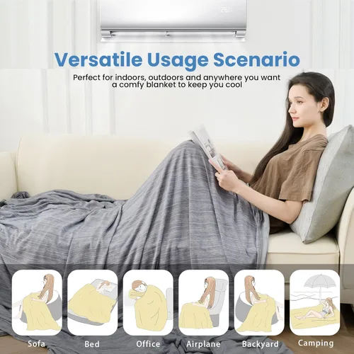 Miniatura 6 de OIGAE Manta refrescante para personas que duermen con calor – Manta fría de verano suave y ligera para sudores nocturnos, perfecta para cama, sofá