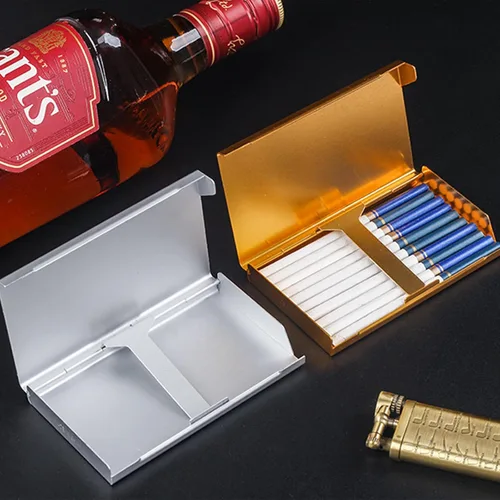 Miniatura 2 de Caja de cigarrillos de metal, soporte para 20 cigarrillos de 3.701 in, cajas de cigarrillos vintage, caja de cigarrillos portátil, tamaño único