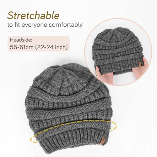 Miniatura 19 de FURTALK Gorro de invierno para mujer, con forro de satén, tejido trenzado, grueso, holgado, gorro cálido
