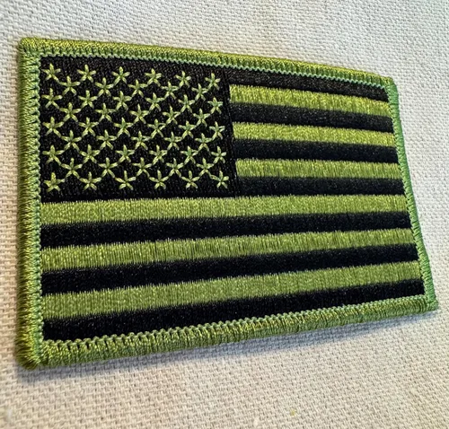 Miniatura 13 de Parche bordado con bandera americana con borde dorado USA Estados Unidos de América emblema de uniforme militar, dorado (GOLD BORDER)