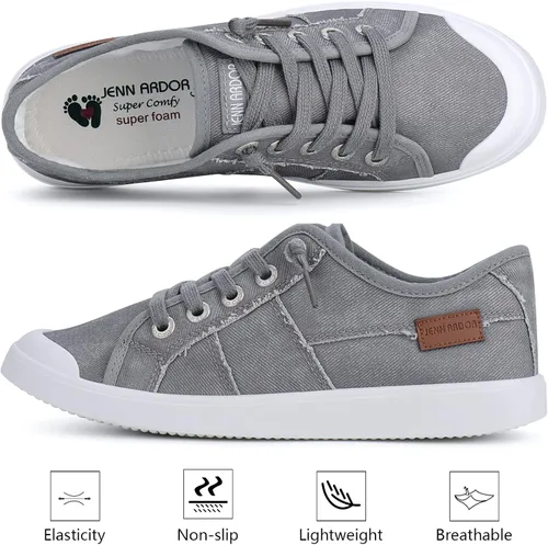 Miniatura 25 de JENN ARDOR - Tenis de lona para mujer, mocasines de meter, moda estilo casual 2022, punta redonda, suaves, cómodos, zapatos planos para caminar