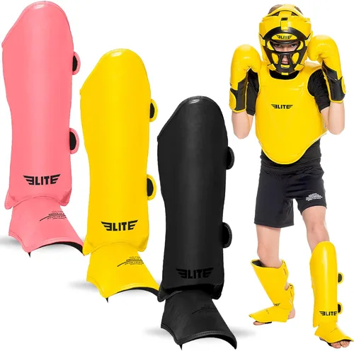 Miniatura 8 de Elite Sports Muay Thai MMA Kickboxing Espinilleras para niños y niñas de 4 a 14 años, protectores de espinillas con protección para el empeine