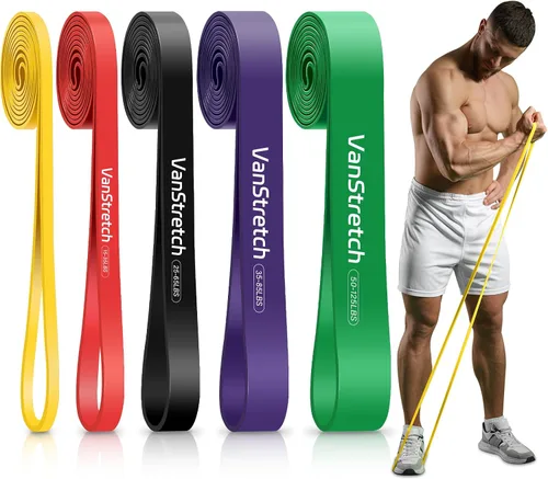 Bandas de resistencia para entrenamiento, juego de bandas elásticas de asistencia de 5 niveles para hombres y mujeres, bandas de ejercicio para