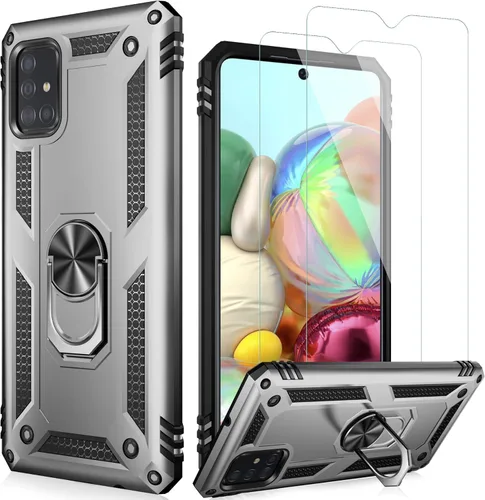Miniatura 9 de LUMARKE Funda para Galaxy A51 4G con protector de pantalla, supera los 16 pies, probada en caídas, de grado militar, con soporte de anillo Rojo