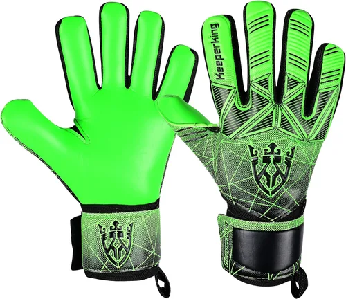 Miniatura 10 de Keeperking - Guantes de portero de fútbol para niños, jóvenes y adultos, palmas de agarre fuerte de látex con espinas removibles para la protección