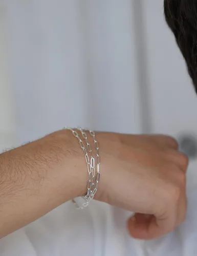 Miniatura 5 de Waitsoul Pulsera de plata para mujer de 0.118 in, 0.157 in, 0.197 in, corte de diamante, pulsera de cadena de clip para hombres de 6.5777.588.59