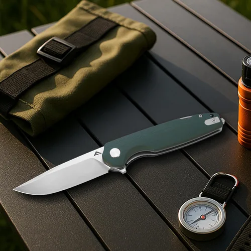 Miniatura 7 de FLISSA Cuchillo de bolsillo multiherramienta, hoja D2 de 3.3 pulgadas con mango G10, cuchillo plegable con bloqueo de revestimiento con rompedor