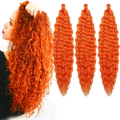Miniatura 33 de Pelo de ganchillo Ocean Wave de 30 pulgadas, 3 paquetes de cabello trenzado de onda profunda, cabello rizado profundo con ganchillo para mujeres