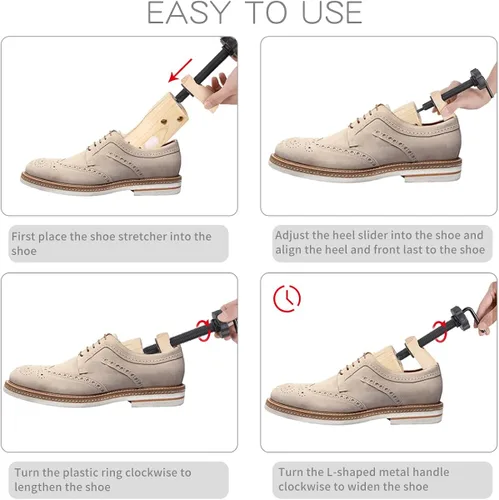 Miniatura 5 de XYH Camilla de zapatos para mujeres y hombres, un par de estiradores de zapatos de madera para mujeres y hombres ajustable en longitud y ancho