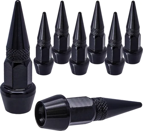 Miniatura 27 de 4 piezas de tapas de válvula de rueda con estilo púas, cubiertas universales de válvula de rueda de aleación de aluminio a prueba de polvo