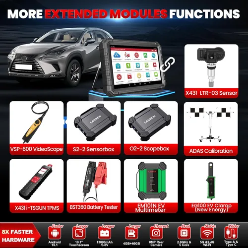 Miniatura 7 de LAUNCH X431 PRO3S+ Elite, herramienta de escaneo bidireccional todo en uno 2026 con protocolos J2534, escáner de camiones HD, mapa de topología