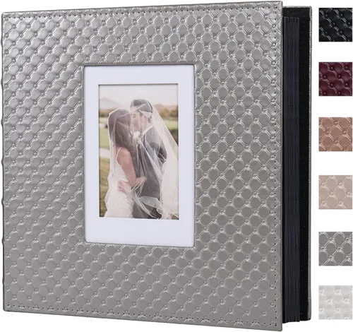 Miniatura 19 de RECUTMS - Álbumes de fotos de 60 páginas con tapa de cuero para manualidades, álbum de fotos autoadhesivo de 4x6, 5x7, 8x10, álbum de fotos Rosa