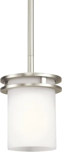 Miniatura 4 de Kichler Hendrik - Mini lámpara colgante de 1 luz con cristal de ópalo grabado satinado en níquel cepillado para cocina, isla y comedor