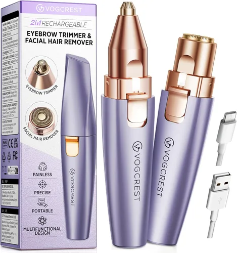 Miniatura 15 de Removedor recargable de cejas y vello facial para mujeres, maquinilla de afeitar 2 en 1 con luz LED integrada para depilación sin dolor Blanco