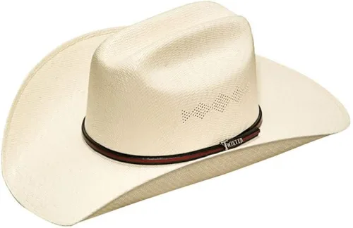 Twister Sombrero de vaquero de paja para hombre Twister 5X 4 con ojales, color natural