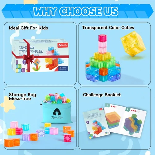 Miniatura 3 de VigorFun Juego de bloques magnéticos, bloques de construcción magnéticos con figura de juguete y bolsa de almacenamiento para regalos de niños