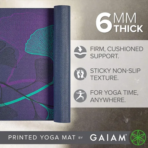 Miniatura 3 de Gaiam - Alfombrilla de yoga, 6 mm, extra gruesa, antideslizante, de primera calidad, para todo tipo de yoga, pilates y ejercicios en el suelo