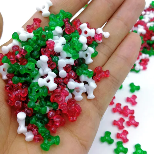 Miniatura 3 de Amaney - 1000 cuentas de tres cuentas de Navidad con cuentas de bastón de caramelo, verde, rojo y blanco, cuentas para adornos navideños