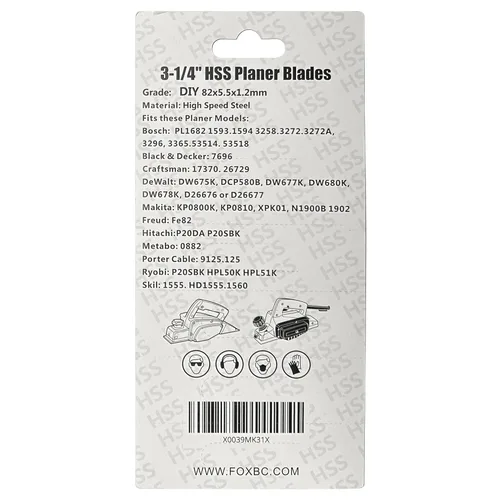 Miniatura 4 de FOXBC Cuchillas de cepilladora de 3-1/4 pulgadas, paquete de 10, Cuchillas de cepilladora de 82 mm de repuesto para Bosch, Makita, DeWalt, Wen 6530