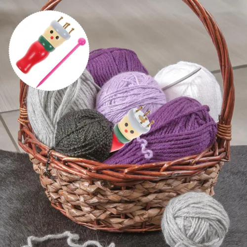 Miniatura 9 de EXCEART Muñeca de tejer de madera con aguja DIY hilo de lana carrete de tejer para manualidades trenzadas, herramienta de punto de madera de mano