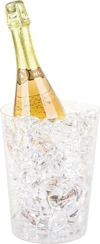 Miniatura 3 de Tiawudi Paquete de 12 cubos de hielo de plástico para fiestas, enfriador de vino transparente con purpurina dorada para bodas, bueno como un Oro