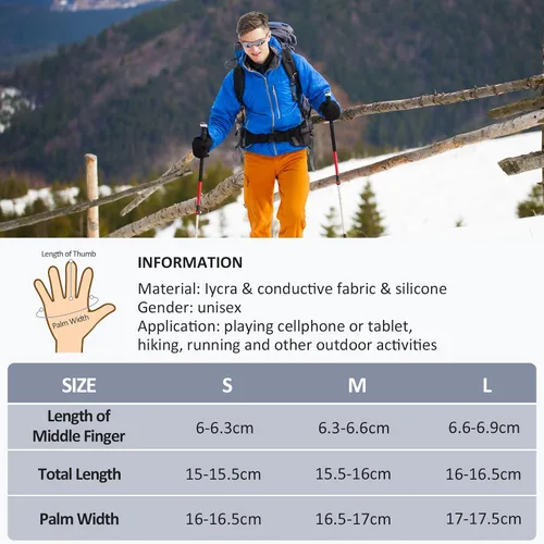 Miniatura 6 de Guantes de ciclismo cálidos de invierno para hombre, pantalla táctil térmica, ligeros, para clima frío, guantes para mujer, antideslizantes